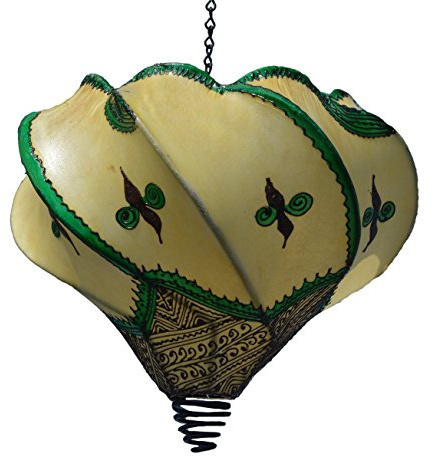 Henna Lamps & Sconces Handmade Henna Moroccan Leather Lamp Natural