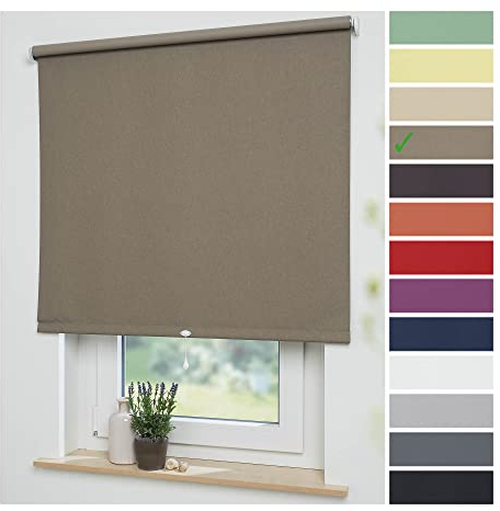 Liedeco® Rollo, Spring-, Schnapprollo / 202 x 180 cm (Breite x Höhe), caffee/Verdunkelnd, Abdunkelnd, Blickdicht/viele Farben, Größen und Typen/Breiten 60-200 cm/Variable Montage möglich