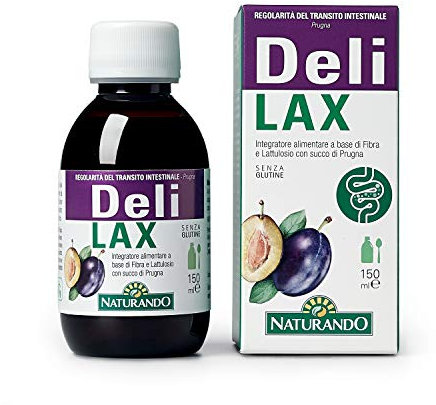 Naturando Delilax Complemento Alimenticio Para Regularidad del Tránsito Intestinal con Zumo de Ciruela,Fibra dietética Y Lactulosa - frasco de 150 ml