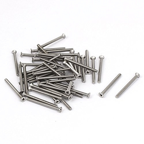 sourcing map 50 Stück Phillips senkkopfschrauben M2,5x 30mm Geräteschrauben Flachkopfschrauben Senkkopf Schrauben Silber Ton