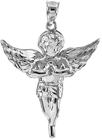 Religious Jewelry .925 Sterling Silver Angel Heavenly Guardian Pendant Charm - Small