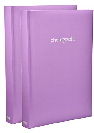 ARPAN Set of 2 Purple Memo Slip-In Photo Albums for 300 Photos 6x4 – Premium 300 Photo Album with Writing Space, CD/DVD Pocket & Index – First Day Cover Style – Perfect Photo Album 300 Photos 6x4