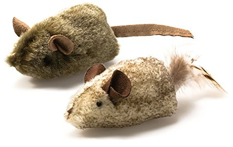 OurPet's Play-N-Squeak Twice the Mice Cat Toy, 2pc (Interactive Catnip Toy, Real Mouse Electronic Sound)