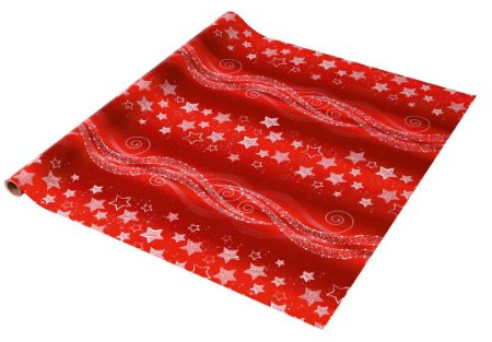 SIGEL GP113 Weihnachts-Geschenkpapier rot/silber, 1 Rolle 5m x 70cm, Fairy Lights