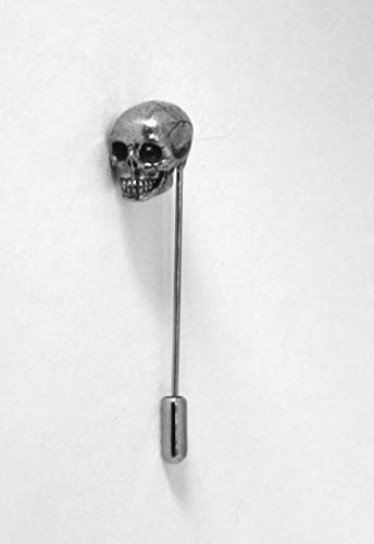 Halstuch oder Krawattennadel mit Totenkopf-Motiv, Reversnadel, aus feinem englischen Zinn, handgefertigt