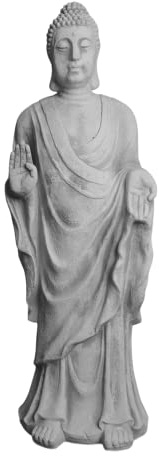 gartendekoparadies.de Buddha Statue aus Steinguss mit Typischer Handgeste, Steinfigur, H. 91 cm, 54 kg, Grau, Frostsicher für Außenbereich