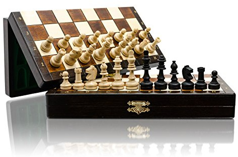 Schöne Reiseschach Magnetisch Holz Schachspiel | Master of Chess | Schachbrett Kinder 28 cm | Handgefertigt mit magnetisierten Figuren - Classic Travel Chess Game
