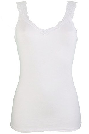 Miss Rouge Top, Débardeur à Bretelle Dentelle (Blanc)