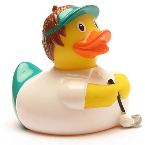 Golf Badeente I Quietscheente I Duckshop I L: 7,5 cm I inkl. Badeentenschlüsselanhänger im Set