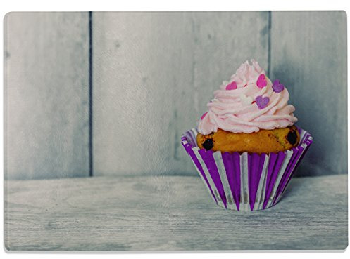 WANDKINGS Glasschneidebrett „Cupcake“ - Motiv wählbar - Glasschneideplatte, Schneidebrett aus Glas, Frühstücksbrettchen