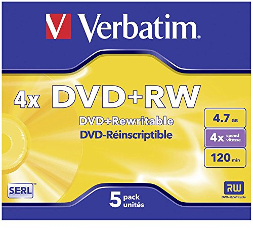 Verbatim DVD+RW 4x Speed 4,7GB Jewel Case 5er Pack DVD-Rohlinge