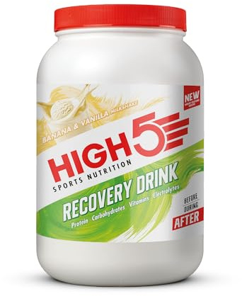 HIGH5 Recovery Drink - Carbohydrate and Whey Protein Powder (20g) for Muscle Recovery with Electrolytes Powder - Fast-Absorbing Post Workout Shake (Banana & Vanilla Milkshake, 1.6kg - 32 Servings)