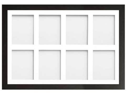 Frame Company Watson Multi Aperture Range Black Photo Picture Frame, 30x20 for 8x6 (x8) *Choice of Sizes* Fitted with Perspex