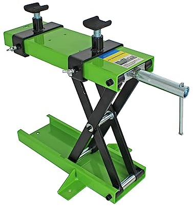 TRUTZHOLM Motorradheber Tragkraft 500 kg Hubhöhe 150-500 mm aus massivem Stahl Motorradhebebühne Montagebock Hebebühne Heber für Reparaturarbeiten Wartungsarbeiten am Motorrad in grün