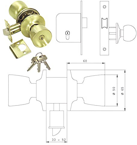 Tesa Assa Abloy 352050LM Juego De Pomos TULIPA Para Puertas Latón Mate Función 20 TULIPA