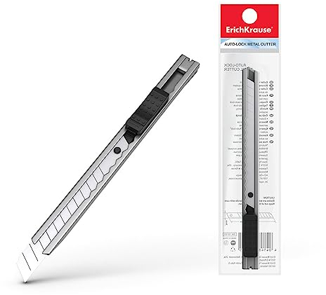 Cutter en métal 9 mm auto lock Erich Krause EK 19160 Tapis Couteau Film