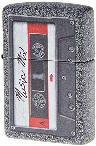 Zippo Briquet Tempête - Modèle Cassette Musicale - Finition Iron Stone avec Color Image - Rechargeable - Réutilisable - Design Coupe-Vent - Coffret Cadeau - Fabriqué aux États-Unis