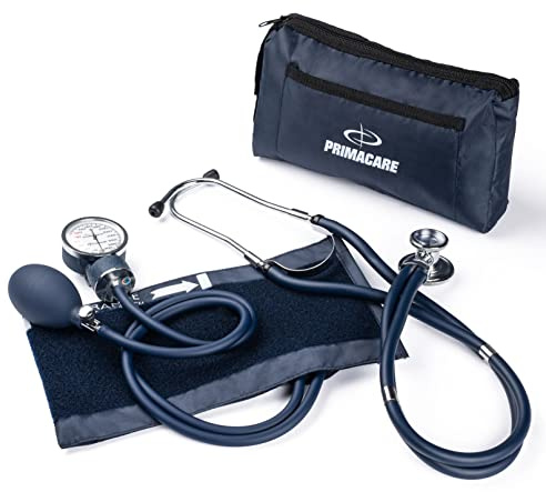 Primacare DS-9181-BL Professional Aneroid Sphygmomanometer and Sprague Rappaport Stethoscope, Manual Blood Pressure Kit with Cuff and Carrying Case, Blue