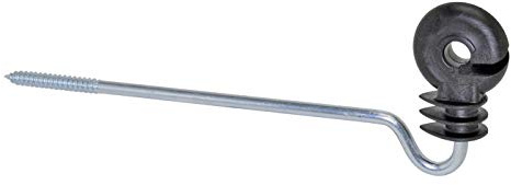 VOSS.farming 10x Ringisolator, Abstandsisolator, 220 mm Langstielisolator mit Ringisolatorkopf, Langer Stütze und Holzgewinde