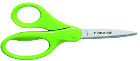 Fiskars Ciseaux d'écolier, À partir de 10 ans, Longueur totale: 18 cm, Pour droitiers, Lames en acier inoxydable/Poignées en plastique, Rose/Vert, 1003858