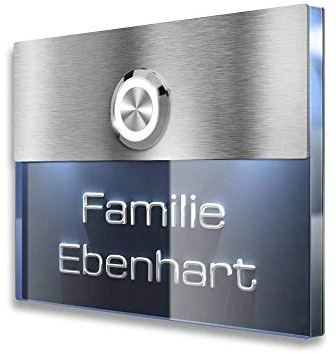Metzler Plaque de sonnette en acier inoxydable Sonnette de porte à LED Personnalisable