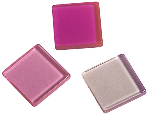 Rayher Mosaico acrilico trasparente, 1 x 1 cm, circa 205 pezzi, scatola SB da 50 g, mix di toni rosa, quadrato, pietre in plastica, mosaico in plastica traslucido, 14540258, medio