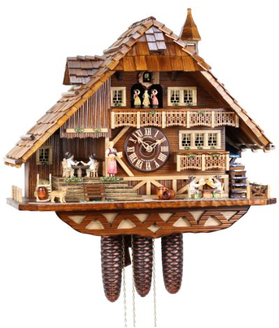 von Eble Uhren-Park Kuckucksuhr Original Schwarzwälder Kuckuckuhr Echtholz mechanisches 8-Tage Laufwerk Musik NEU VDs Zertifikat Schneider Anton Söhne -Kartenspieler 50cm- 8TMT 3170/9