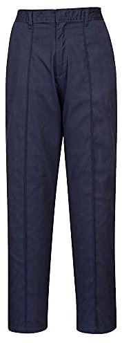 Portwest LW97 Women’s Elasticated Tailored Fit Work Trousers with Pockets - Lightweight Safety Workwear, Navy, L