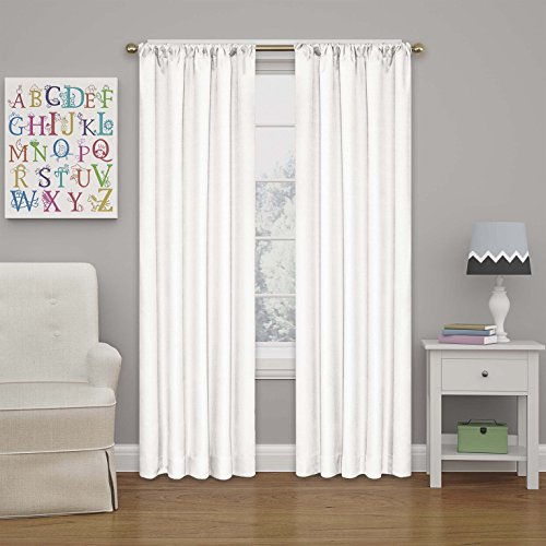 ECLIPSE Kendall Modern Blackout Thermal Rod Pocket Window Curtain for Bedroom or Living Room (1 Panel), 42 X 84, White