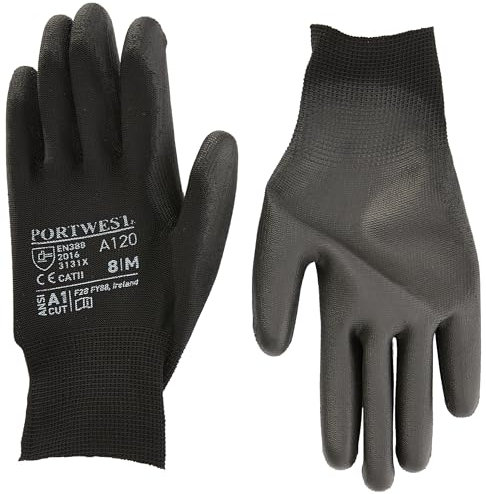 Portwest A120 Breathable PU Palm Glove Black, Medium