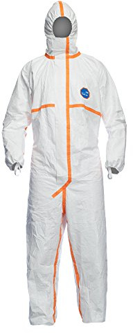 DuPont Tyvek 800 CE-Certified Cat-III Type-3/4/5/6 Chemical Protective Coverall Suit with Sealed Bag, White, 3X-Large, 1-Pack