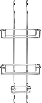 Croydex 3 Tier Hanging Shower Caddy - Hook Over Door Bathroom Accessory with Three Storage Baskets, Durable Chrome Plated Steel, No Drill Shower Caddy, Rust Free