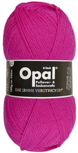150 g, Opal Uni Farbe 7901 pink, 6-fach, Brandneu, Sockenwolle, Strumpfwolle
