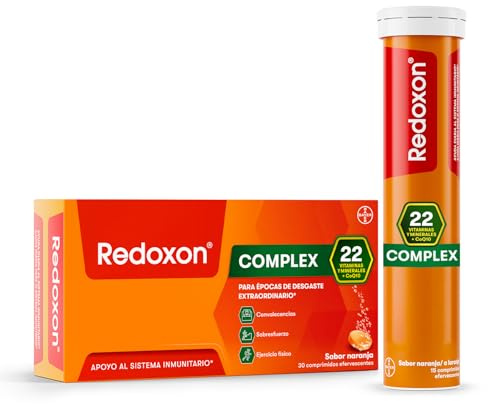 Redoxon Complex - Vitamina C Efervescente - 30 Comprimidos - Sabor Naranja - Suministro para 1 mes - Recupera la Energía - el Sistema Inmune y Defensas - 13 Vitaminas - 9 Minerales - Sin Gluten