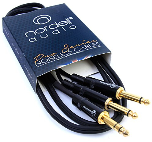 2 x 1/4 inch Mono Jack to Single Stereo 1/4 inch Jack Lead Cable 1.5m