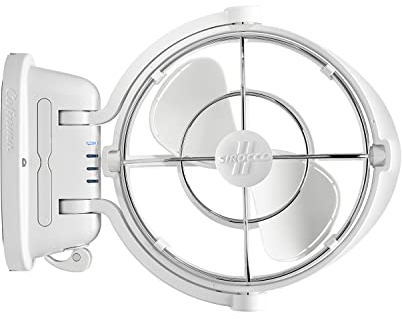 SEEKR Sirocco II, 7010CAWBX, 3-Speed, 360 Degree Airflow, Direct Wire Gimbal Fan, 125/185 CFM, 12/24V, White, 17.8cm Blade