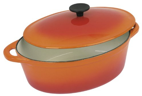 Crealys Grand Chez Topaze Cocotte Ovalada, Hierro Fundido, Naranja, 9 l