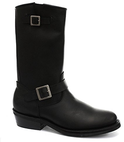 Grinders Schleifer New Rebel Schwarz Unisex Glatte Sohle Leder West Motorradfahrer Hohe Stiefel 38