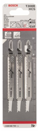 Bosch Professional Stichsägeblatt (3 Stück, für Weichholz und nicht abrasive Holzwerkstoffe, Zubehör für Stichsäge) Blau