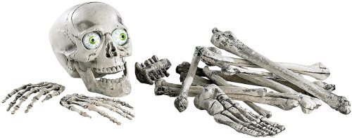 infactory Halloween Deko gruselig: 18-teiliges Grusel-Skelett: Totenschädel & Knochen mit Sound (Halloween Bewegungsmelder, Sound Bewegungsmelder, Figur)