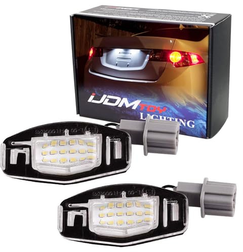 iJDMTOY Super Bright Xenon White 18-SMD Full LED License Plate Light Kit Compatible With Acura MDX RL TL TSX ILX Honda Civic Accord Odyssey