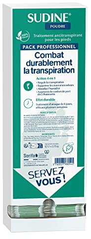 SORIFA - Sudine Poudre Traitement Anti-transpirant - Pied - Régule la transpiration - Absorbe - Prévient les mycoses - Sans sels d’aluminium - Fabriqué en France - Bte 100 sachets-doubles