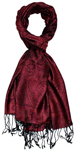 Lorenzo Cana Marken Pashmina Schal Schaltuch Stola Umschlagtuch opulentes Muster in harmonischen Farben mit Fransen 70 x 180 cm 100% Modal
