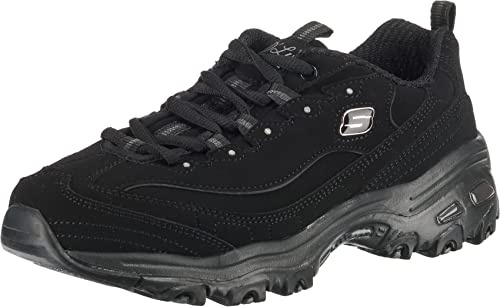 Skechers Women's D'lites Play Fashion Sneaker, Black Trubuck Trim L, 8 UK