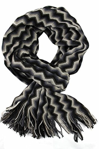 Rotfuchs Schal Kuschelschal Strickschal Raschelschal Zick Zack modisch schwarz weisß 100% Wolle (Merino)