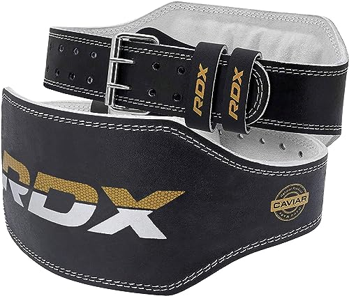 RDX 6 Zoll Gewichthebergürtel Schnalle Leder Fitness-Gürtel Geeignet Für Bodybuilding, Gewichtheben & Krafttraining, Schwarz, Gr.- L