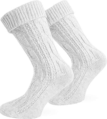 normani Oktoberfest Trachtenkniestrümpfe oder Trachtensocken mit Umschlag in verschiedenen Farben und Größen wählbar Farbe Weiß kurz Größe 43/46