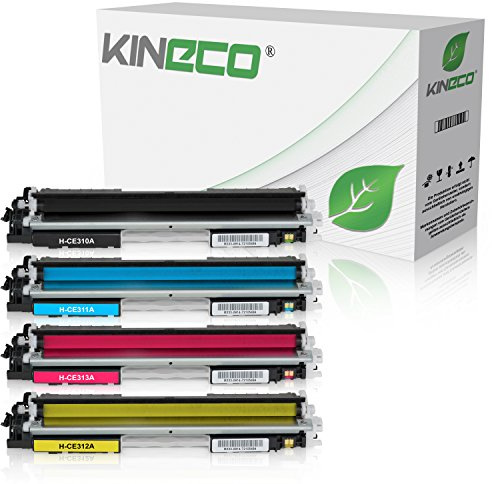 Kineco 4 Toner kompatibel mit HP CE310-CE313 LaserJet Pro 100 Color MFP M175, Pro M275, Color LaserJet Pro CP1021, CP1025, CP1028 - CE310A-CE313A - Schwarz 1.200 Seiten, Color je 1.000 Seiten