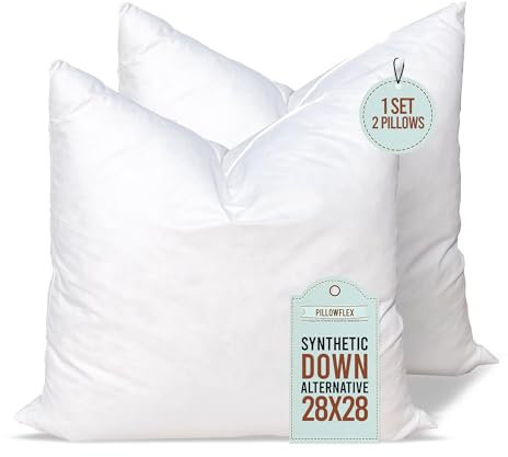 Pillowflex Synthetische Daunen-Alternative Kisseneinsätze für Kissenbezüge, bequem zum Schlafen, handgefertigt, 71 x 71 cm, 2 Stück