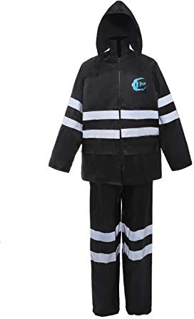 SunPower Flycam Rain Suit with Hood Waterproof Motorcycle Outdoor Reflective Raincoat Over Suit with 5 CM Reflective Strip